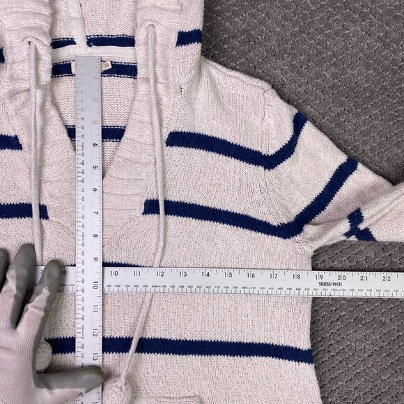 Faherty Knit Sweater Women's Small Rose Striped Kent Hooded Beige Blue Hoodie - Picture 7 of 9